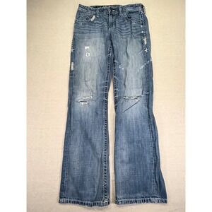 Affliction Men's 32 Long‎ Blake Jeans Buckle BKE Distressed Embroidered Flared